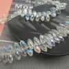 Xingtai Cristal Perlas Sueltas Accesorios para Joyería DIY Vidrio Facetado Perlas de Gota Accesorios para Ropa Color Plateado Agujero Horizontal Gotas de Agua