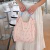 Bolsa Tote Nueva a Cuadros con Lazo de Primavera y Verano, Bolsa de Clase para Estudiantes Universitarios, Bolsa de Viaje para el Trabajo, Bolsa de Hombro Sobaco Femenina Dulce y Versátil