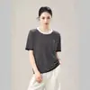 Camiseta de punto Tencel de 16 puntos, nueva de fábrica, de rayas, cuello redondo, manga corta, top fino para mujer primavera-verano, venta al por mayor y hecho a medida