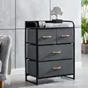 Gabinete de Almacenamiento para Baño Dormitorio Sala de Estar Mesa de Noche Gabinete de Acabado Caja de Almacenamiento Caja de Tela No Tejida Gabinete de 4 Cajones Gris