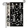 Bandera de Jardín de Halloween Más Vendida de Amazon con Estampado de Calavera Material de Lino Decoración de Fiesta Americana Bandera de Jardín
