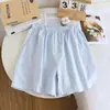 Pantalones cortos de pijama de gasa de doble capa de algodón puro para mujer para primavera y verano, nuevos pantalones cortos lisos para dormir, adecuados para usar en casa y se pueden usar afuera para caminar