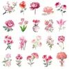 50 pegatinas PET florales rosas en un diseño fresco y creativo estilo ins, adecuadas para decoración DIY de escritorio y diario