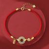 Pulsera de jade de dragón auspicioso de la suerte Estilo nacional Jade de Hetian hebilla de seguridad pulsera nicho de lujo ligero exquisita tejida pulsera de cuerda roja