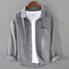 Camisa de veludo cotelê retrô americana masculina outono e inverno manga comprida solta duffian bonito elegante ins camisa casual jaqueta masculina