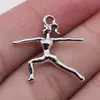 21X23Mm 1.5g Aleación de Plata Antigua Accesorios de Joyería Colgante Retro DIY Deporte Música Gimnasta