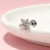 Brincos Europeus e Americanos de Aço Titânio para Lóbulo Auricular Studs de Aço Inoxidável para Cartilagem Brincos de Piercing com Zircônia Embutida Joias de Piercing para Orelha com Rosca Externa Stud para Lábio