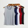 Chaleco de Malla de Seda de Hielo para Hombre Hombro Ancho Cuello Redondo Sin Mangas Secado Rápido Transpirable Camiseta Interior Deportiva Camiseta de Tirantes de Baloncesto para Hombre