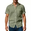 Camisa casual de verano para hombre estilo americano, transfronteriza, holgada, a la moda, estilo hawaiano, con cuello de solapa, manga corta
