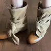 Botines de Tobillo con Cordones Redondos Patchwork Retro Lazo Mujer 2026 Nueva Tendencia Adelgazantes Versátiles Botas Vaqueras Botas de Moda