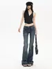 Jeans de tiro bajo estilo Yi Mengling para mujer 2026 nuevo diseño americano azul oscuro estilo chica hot pantalones micro acampanados