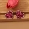 Brincos de liga metálica em forma de coração com diamantes coloridos incrustados, ocos, simples, elegantes, de luxo leve, personalizados, criativos, de nicho, novos, transfronteiriços, japoneses e coreanos