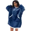 Manta Portátil Transfronteriza de Franela Manta Perezosa con Capucha de Terciopelo Espeso Manta con Capucha para Ocio al Aire Libre Bolsillo Grande Manta de Forro Polar