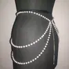 Corrente de Cintura de Pérolas em Camadas Estilo Europeu e Americano Joia de Cintura Feita à Mão DIY Pode Ser Combinada com Acessórios Sexy