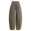 Pantalones Casuales de Pierna Ancha de Cintura Alta Corte Europeo Xin Ge Esquema de Color de Baja Saturación Cubre las Caderas Alarga las Piernas Largo Hasta el Suelo Pantalones para Mujer Fuente