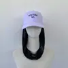 Combinação de chapéu e peruca para comércio exterior transfronteiriço para mulheres, boné de beisebol bordado com cabelo liso médio-longo estilo europeu e americano, fornecimento de touca peruca realista