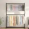 Perchero de doble capa, perchero, perchero de pie para el hogar, ahorrador de espacio para dormitorio, tendedero simple