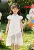 Vestido de Tirantes Blanco Liso Teñido Tie-Dye Estilo Étnico para Niños Vestido de Tirantes para Niñas Venta al por Mayor