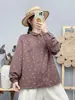 Colección Otoño 2026: Venta al por mayor de camisas holgadas de manga larga para mujer con estampado floral pequeño y cuello mandarín