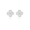 Pendientes Exquisitos de Circonita Geométrica de Trébol de Cuatro Hojas Estilo Francés Elegante Suave Versátil Accesorios para Pendientes de Lujo Ligero y Sensación de Alta Gama