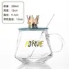 Caneca de Vidro Criativa com Coroa Ins de Alto Valor para Escritório, Caneca de Chá Perfumada com Tampa, Loja, Presente de Celebração, Copo de Água