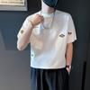 Camiseta blanca de manga corta de verano 2023, nueva camiseta holgada con estampado de marca de moda para hombre, camiseta de media manga moderna.