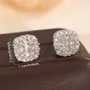 Pendientes Brillantes con Microincrustaciones de Diamante Cuadrados Transfronterizos para Mujer, Estilo Coreano Moda Nuevo Diseño Simple Pendientes de Moda Venta al por Mayor