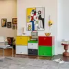 Aparador Vintage Usm de Aço Inoxidável Casa Ins Cor Dopamina Armário de Armazenamento Combinação de Módulos Armário de Armazenamento