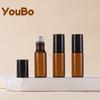 Frascos Roll-on de Vidro Marrom de 5ml em Caixa Pronta Entrega Transfronteiriça Frascos para Óleos Essenciais Frascos para Perfume Frascos Roll-on para Creme para Olhos Óleo Labial