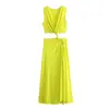 Estilo europeo y americano verano nuevo transfronterizo moda femenina cuello en V sexy hueco ajustado cadera vestido de noche