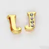 Contas de Letra Meio Diamante Dourado 8mm Letra Inglesa Diamante Branco Adequado para Pulseira DIY Pulseira Acessórios de Pulseira Joias