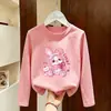 Camiseta de algodão de manga comprida para meninas para o outono, camiseta básica de outono para crianças mais velhas, top casual para meninas pequenas no início do outono