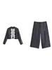 Moda Femenina Transfronteriza 2026 Bestseller de AliExpress: Conjunto de Chaqueta Corta Patchwork de Encaje Vintage y Pantalones Anchos de Tres Cuartos