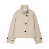 Fabricante transfronterizo de ropa para mujer al por mayor 2026 AliExpress moda popular casual retro chaqueta corta de cuello alto