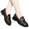 Mocasines de Cuero Suave con Suela Gruesa para Mujer 2026 Nuevo Estilo Estilo Británico Zapatos Pequeños de Cuero Suela Suave Versátiles Tacón Grueso Zapatos de un Solo Color Slip-on Zapatos para Mujer
