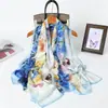 Bufanda de Seda Estampado de Pavo Real Colorido Flor Cortada Primavera y Verano Bufanda Larga Grande Chal de Viaje de Alta Gama Protección Solar Bufanda para Mujer Pañuelo para la Cabeza