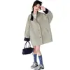 Gabardina de Otoño de Longitud Media para Niñas 2026 Nuevo Estilo Ropa de Abrigo de Principios de Otoño para Niños Mayores Estilo Casual Británico Abrigo de Moda