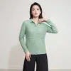 Camisa Plisada Estilo Miyake con Cuello Alto, Cárdigan Delgado Blanco Plisado de Manga Larga de un Solo Botón, Adecuado Tanto para Usar por Dentro como por Fuera en el Lugar de Trabajo, Ropa para Mujer