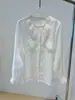 Camisa de Manga Larga de Ramio con Encaje Empalmado de Nuevo Estilo Francés, Redonda, de Diseñador de Alta Calidad para Mujer, Shenzhen Nanyou