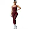 Mono de Yoga Transfronterizo Europeo y Americano para Mujer, Ropa de Fitness sin Costuras, Leggings Deportivos Ajustados para Glúteos de Durazno, Conjunto de Yoga de una Pieza