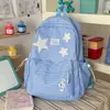 Mochila con parche de estrella a cuadros estilo japonés, mochila niche estilo coreano para estudiantes de secundaria, preparatoria y universidad, mochila dopamina