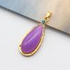 Pingente de gota d'água de jade banhado a ouro, colar estilo boêmio de minoria feminina, acessórios com pedras coloridas incrustadas