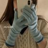 Corea del Sur ins Blogger Guantes Cálidos de Otoño e Invierno para Mujer Multi-dedo Pantalla Táctil Guantes de Cinco Dedos Combinación de Colores Guantes Largos de Muñeca para Montar