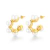 Sencillos aretes de acero inoxidable con forma de C y perlas de alta gama al por mayor para mujer, moda, lujo ligero, forma especial
