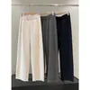 Alta Qualidade! 26 Outono/Inverno Mistura de Lã e Acetato Alta Gramatura Básica Versátil Calça Casual de Perna Reta Estreita para Mulheres