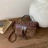 Moda Verano 2026 Bolso de Mano Caja Estampado de Leopardo Bolso de Almacenamiento Retro Trendy Bolso de Hombro Cruzado Bolso para Mujer
