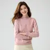 Baicai Veludo 100% Caxemira Pura Novo Estilo Malha Suave Gola Semi-Alta Suéter de Renda Aplique Camada Base Top