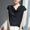 2026 Primavera/Verão Novo Tricô Lyocell de Gola Alta Sem Mangas Jacquard Estilo Coreano Caimento Solto Camisa Base Top Feminino