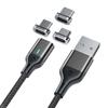 Cable magnético de cabeza plana, tres en uno, carga rápida, enchufe ciego, cable magnético 3A, Android tipo C, venta al por mayor de fábrica