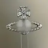 Design Europeu e Americano Moderno Broche Saturno em Formato de Cruz com Strass Pinos de Roupa para Terno de Moda Broche Saturno para Mulheres